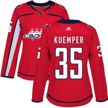 Authentic Adidas Women's Darcy Kuemper Washington Capitals Home Jersey - Red