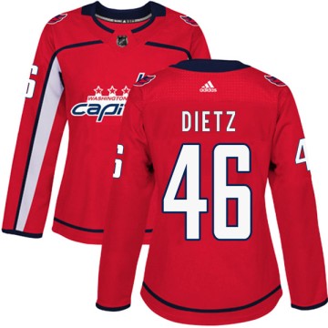 Authentic Adidas Women's Darren Dietz Washington Capitals Home Jersey - Red