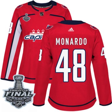Authentic Adidas Women's Domenic Monardo Washington Capitals Home 2018 Stanley Cup Final Patch Jersey - Red