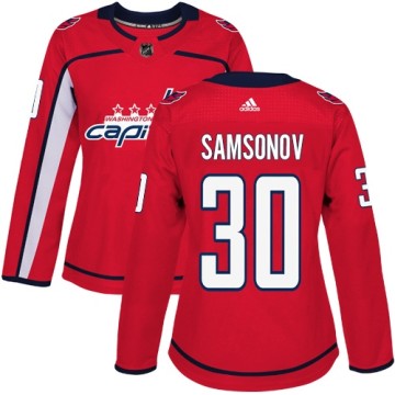Authentic Adidas Women's Ilya Samsonov Washington Capitals Home Jersey - Red