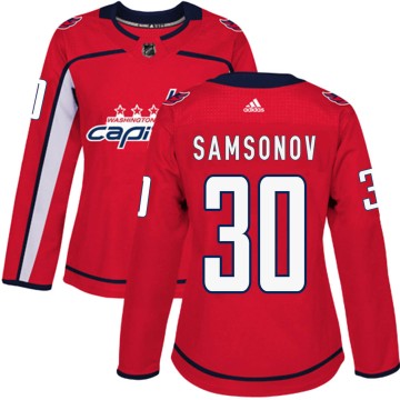 Authentic Adidas Women's Ilya Samsonov Washington Capitals Home Jersey - Red