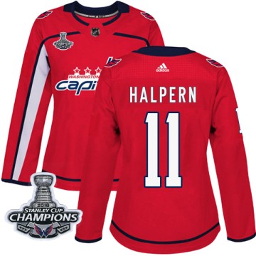 Authentic Adidas Women's Jeff Halpern Washington Capitals Home 2018 Stanley Cup Champions Patch Jersey - Red