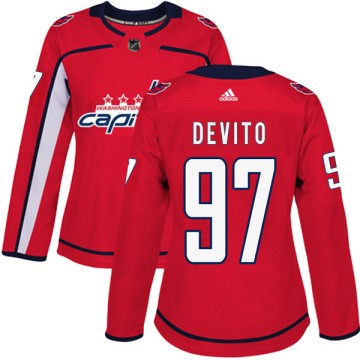 Authentic Adidas Women's Jimmy Devito Washington Capitals Home Jersey - Red