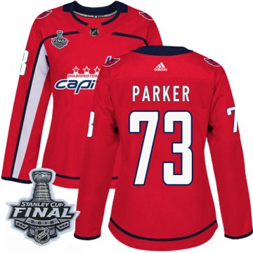 Authentic Adidas Women's John Parker Washington Capitals Home 2018 Stanley Cup Final Patch Jersey - Red