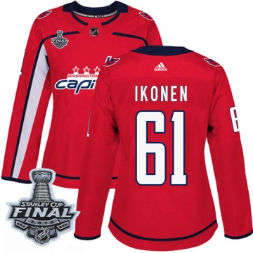 Authentic Adidas Women's Juuso Ikonen Washington Capitals Home 2018 Stanley Cup Final Patch Jersey - Red