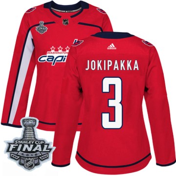 Authentic Adidas Women's Jyrki Jokipakka Washington Capitals Home 2018 Stanley Cup Final Patch Jersey - Red