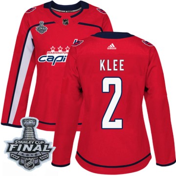 Authentic Adidas Women's Ken Klee Washington Capitals Home 2018 Stanley Cup Final Patch Jersey - Red