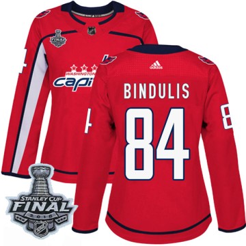 Authentic Adidas Women's Kris Bindulis Washington Capitals Home 2018 Stanley Cup Final Patch Jersey - Red
