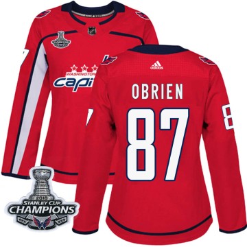 Authentic Adidas Women's Liam O'Brien Washington Capitals Home 2018 Stanley Cup Champions Patch Jersey - Red