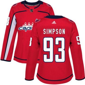 Authentic Adidas Women's Mark Simpson Washington Capitals Home Jersey - Red