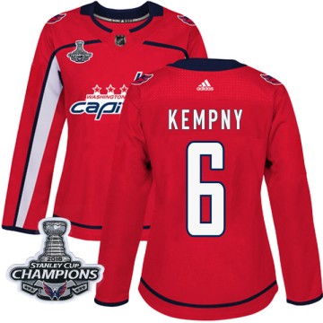 Authentic Adidas Women's Michal Kempny Washington Capitals Home 2018 Stanley Cup Champions Patch Jersey - Red