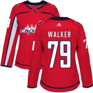 Authentic Adidas Women's Nathan Walker Washington Capitals Home Jersey - Red