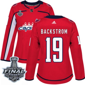 Authentic Adidas Women's Nicklas Backstrom Washington Capitals Home 2018 Stanley Cup Final Patch Jersey - Red