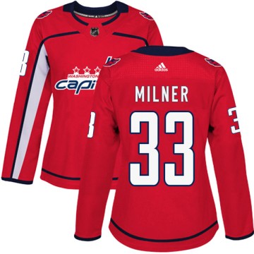 Authentic Adidas Women's Parker Milner Washington Capitals Home Jersey - Red