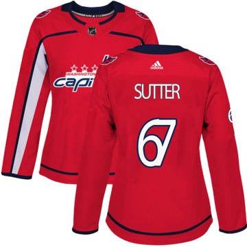 Authentic Adidas Women's Riley Sutter Washington Capitals Home Jersey - Red