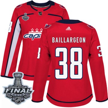 Authentic Adidas Women's Robbie Baillargeon Washington Capitals Home 2018 Stanley Cup Final Patch Jersey - Red