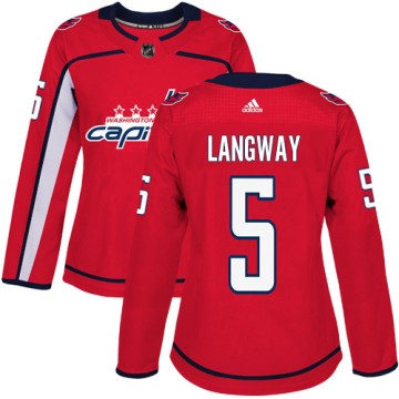 Authentic Adidas Women's Rod Langway Washington Capitals Home Jersey - Red