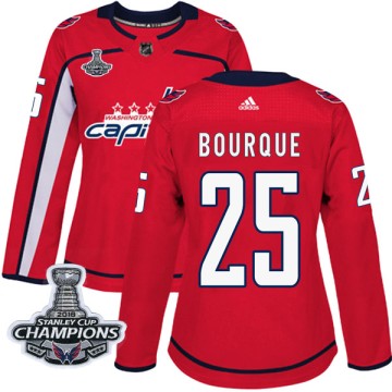 Authentic Adidas Women's Ryan Bourque Washington Capitals Home 2018 Stanley Cup Champions Patch Jersey - Red