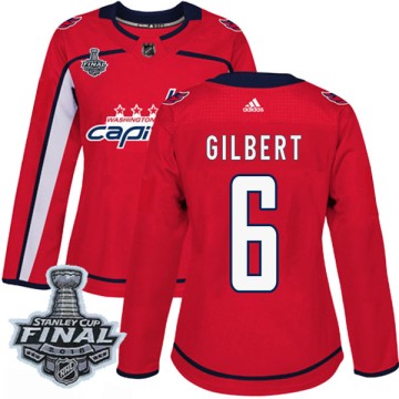 Authentic Adidas Women's Tom Gilbert Washington Capitals Home 2018 Stanley Cup Final Patch Jersey - Red