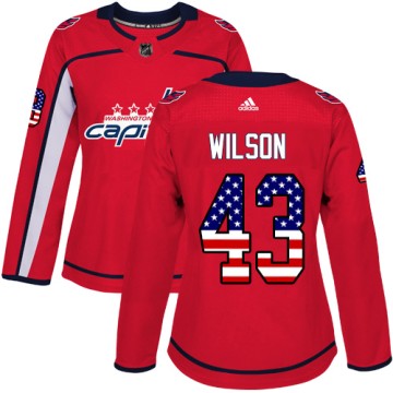 Authentic Adidas Women's Tom Wilson Washington Capitals USA Flag Fashion Jersey - Red