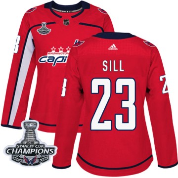 Authentic Adidas Women's Zach Sill Washington Capitals Home 2018 Stanley Cup Champions Patch Jersey - Red