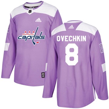 Authentic Adidas Youth Alex Ovechkin Washington Capitals Fights Cancer Practice Jersey - Purple