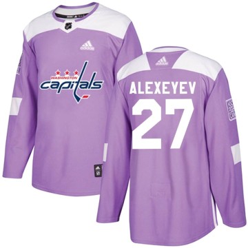 Authentic Adidas Youth Alexander Alexeyev Washington Capitals Fights Cancer Practice Jersey - Purple