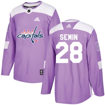 Authentic Adidas Youth Alexander Semin Washington Capitals Fights Cancer Practice Jersey - Purple