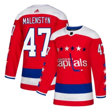 Authentic Adidas Youth Beck Malenstyn Washington Capitals Alternate Jersey - Red