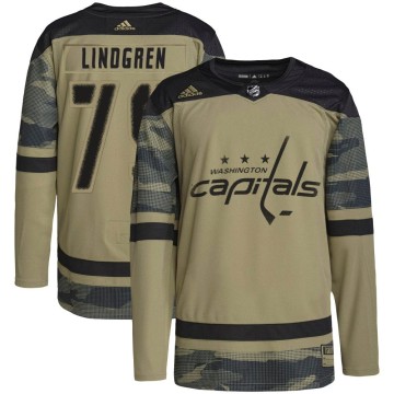 Authentic Adidas Youth Charlie Lindgren Washington Capitals Military Appreciation Practice Jersey - Camo