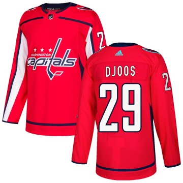 Authentic Adidas Youth Christian Djoos Washington Capitals Home Jersey - Red