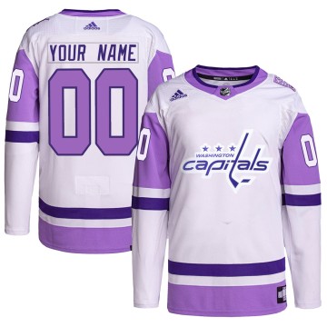 Authentic Adidas Youth Custom Washington Capitals Custom Hockey Fights Cancer Primegreen Jersey - White/Purple