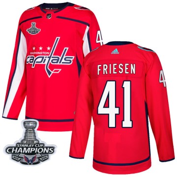 Authentic Adidas Youth Jeff Friesen Washington Capitals Home 2018 Stanley Cup Champions Patch Jersey - Red