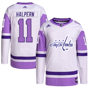 Authentic Adidas Youth Jeff Halpern Washington Capitals Hockey Fights Cancer Primegreen Jersey - White/Purple