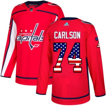 Authentic Adidas Youth John Carlson Washington Capitals USA Flag Fashion Jersey - Red