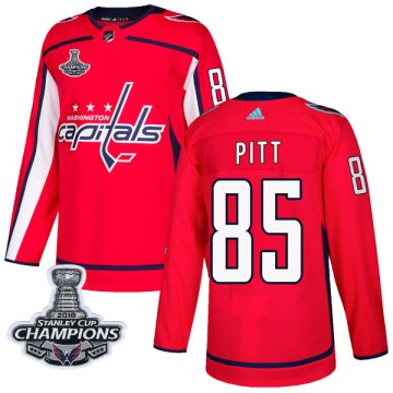 Authentic Adidas Youth Josh Pitt Washington Capitals Home 2018 Stanley Cup Champions Patch Jersey - Red