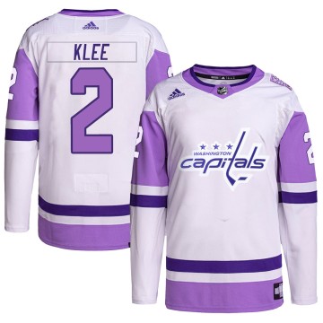 Authentic Adidas Youth Ken Klee Washington Capitals Hockey Fights Cancer Primegreen Jersey - White/Purple
