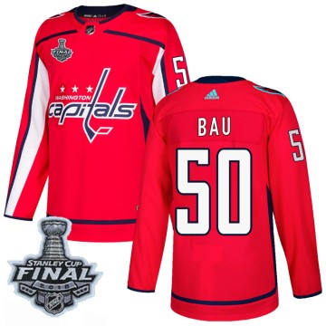 Authentic Adidas Youth Mathias Bau Washington Capitals Home 2018 Stanley Cup Final Patch Jersey - Red