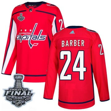 Authentic Adidas Youth Riley Barber Washington Capitals Home 2018 Stanley Cup Final Patch Jersey - Red