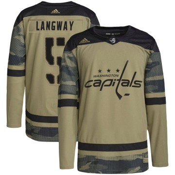 Authentic Adidas Youth Rod Langway Washington Capitals Military Appreciation Practice Jersey - Camo