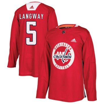 Authentic Adidas Youth Rod Langway Washington Capitals Practice Jersey - Red