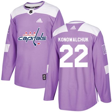 Authentic Adidas Youth Steve Konowalchuk Washington Capitals Fights Cancer Practice Jersey - Purple
