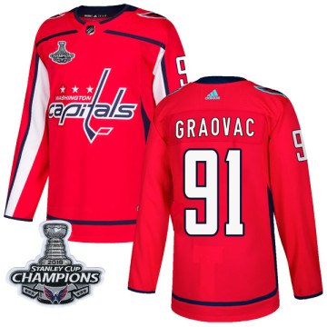 Authentic Adidas Youth Tyler Graovac Washington Capitals Home 2018 Stanley Cup Champions Patch Jersey - Red