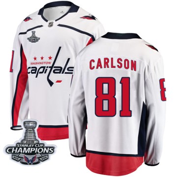 Breakaway Fanatics Branded Men's Adam Carlson Washington Capitals Away 2018 Stanley Cup Champions Patch Jersey - White