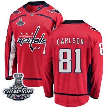 Breakaway Fanatics Branded Men's Adam Carlson Washington Capitals Home 2018 Stanley Cup Champions Patch Jersey - Red