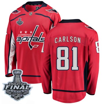 Breakaway Fanatics Branded Men's Adam Carlson Washington Capitals Home 2018 Stanley Cup Final Patch Jersey - Red