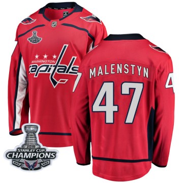 Breakaway Fanatics Branded Men's Beck Malenstyn Washington Capitals Home 2018 Stanley Cup Champions Patch Jersey - Red
