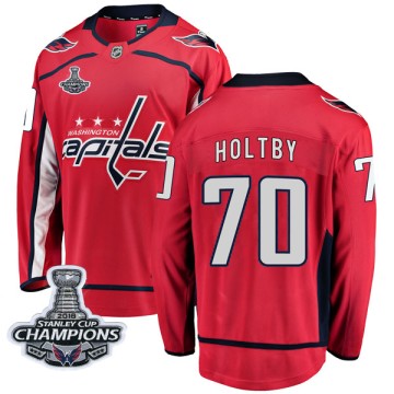 Breakaway Fanatics Branded Men's Braden Holtby Washington Capitals Home 2018 Stanley Cup Champions Patch Jersey - Red