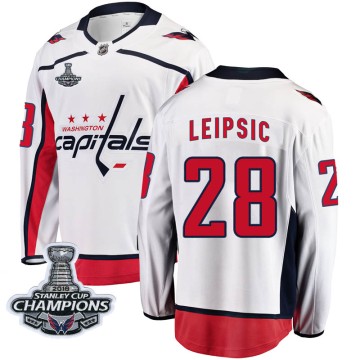 Breakaway Fanatics Branded Men's Brendan Leipsic Washington Capitals Away 2018 Stanley Cup Champions Patch Jersey - White