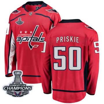 Breakaway Fanatics Branded Men's Chase Priskie Washington Capitals Home 2018 Stanley Cup Champions Patch Jersey - Red